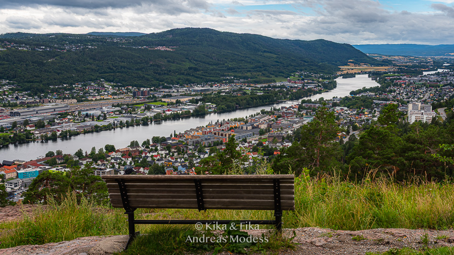 Utsikt över Drammen från Spiralen